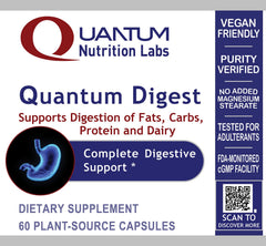 Ingredient blend graphic highlighting enzymes for fat, carbohydrate, and protein digestion.