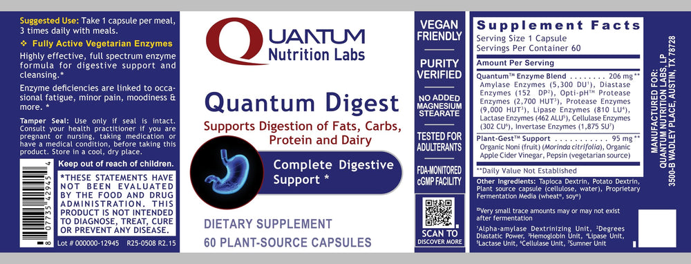 Pepsin detail in Quantum Digest supporting protein digestion.