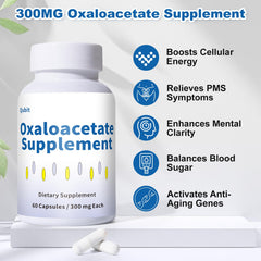 QUBIT Oxaloacetate capsules close-up highlighting vegan formula
