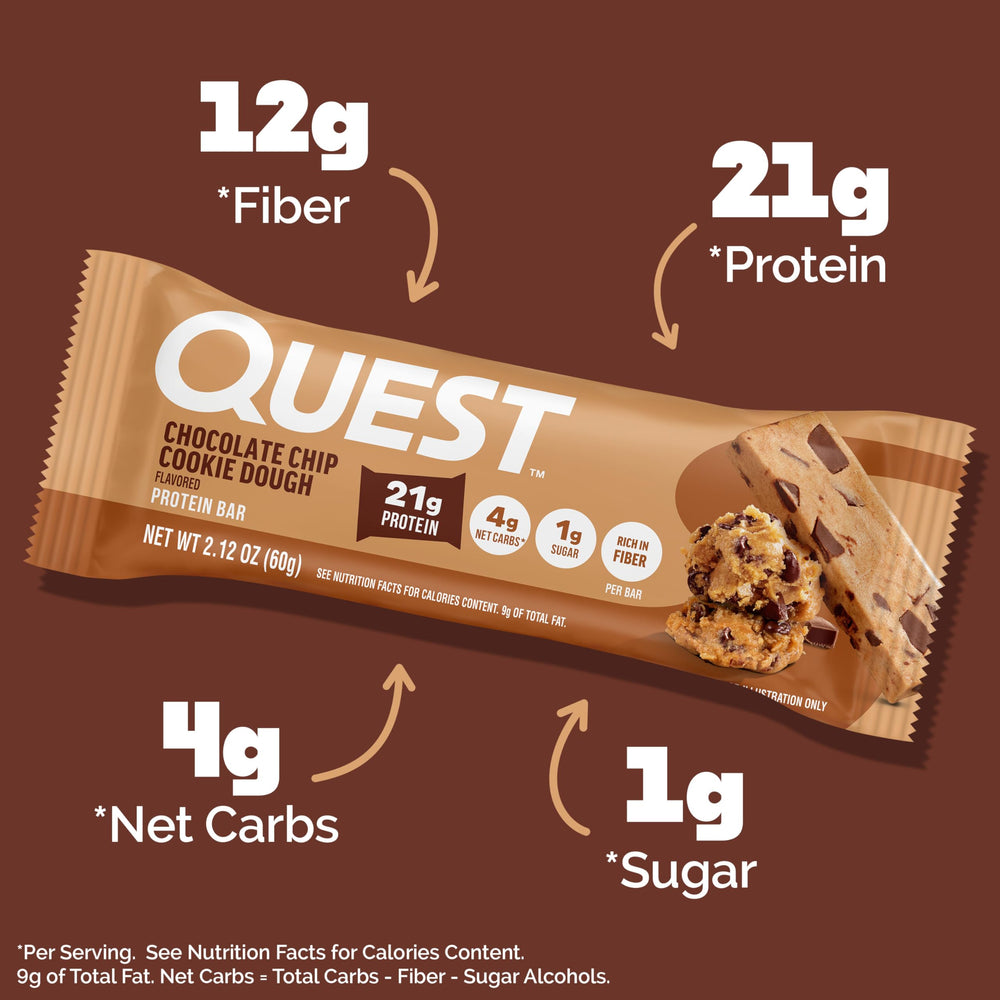 Broken Quest bar shows dense, chewy interior for on-the-go snacking.