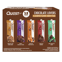 Quest Chocolate Lovers Variety Pack front view, high-protein snack option