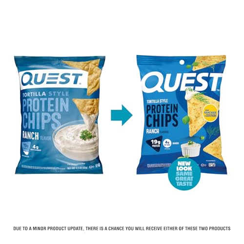 Crispy texture close-up of Quest Ranch Tortilla Style Protein Chips for satisfying ranch flavor