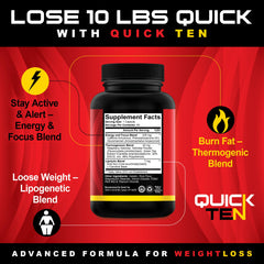 Quick Ten nutrition facts chart hints at the metabolism-boosting science behind the formula.