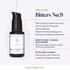 Quicksilver Dr. Shade's Bitters No. 9 in use with a glass of water