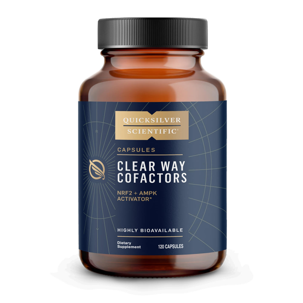 Quicksilver Scientific Clear Way Cofactors bottle front for daily detox support.