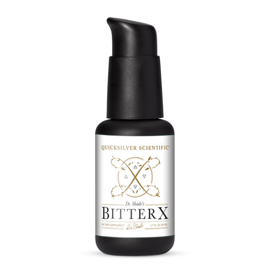Dr. Shade's BitterX bottle pour for quick digestive support.