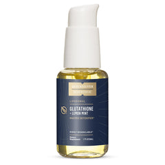 Quicksilver Scientific Liposomal Glutathione Lemon Mint bottle emphasizes detox support.