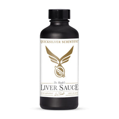 Quicksilver Liver Sauce bottle front showing liposomal detox support