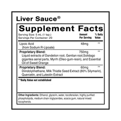 Pouring Liver Sauce bottle highlighting fast-acting detox support