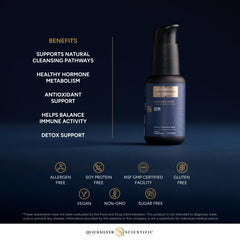 Quicksilver Scientific Nanoemulsified DIM liquid appearance indicating smooth texture for administration.