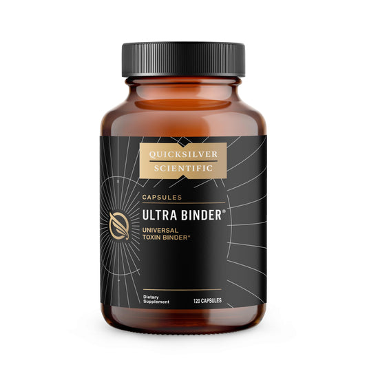 Quicksilver Scientific Ultra Binder bottle showing convenient packaging for on-the-go gut support.
