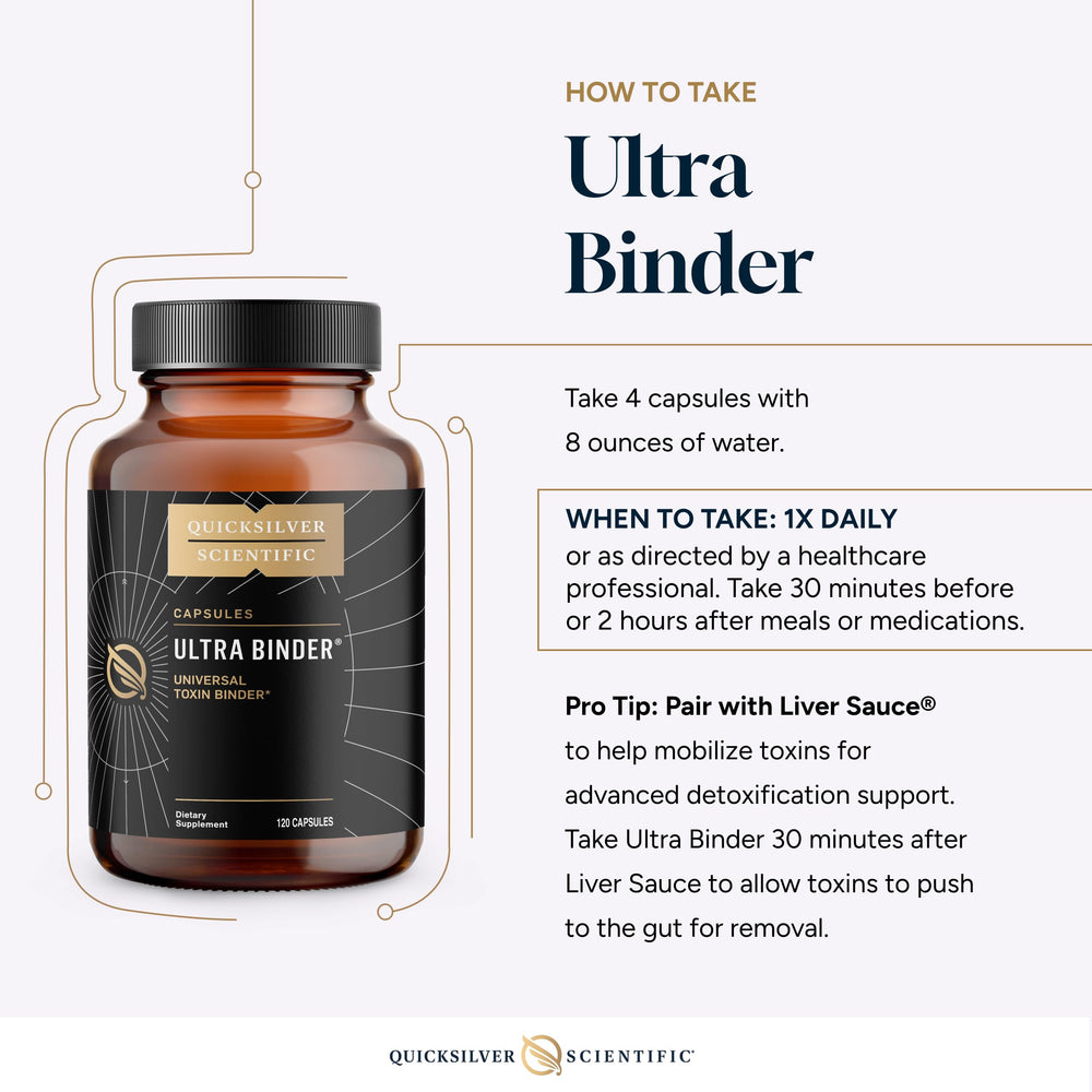 Quicksilver Scientific Ultra Binder lifestyle image with water for daily routines.