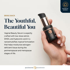 Quicksilver Scientific Vaginal Beauty Serum emulsion texture reveals silky feel and plump comfort.