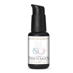 Quicksilver Thrivagen bottle on shelf for daily energy and hormonal balance.