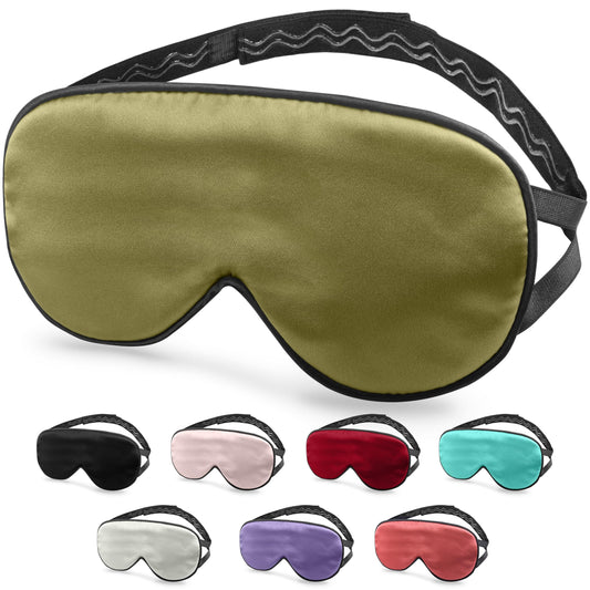 Quietstore Silk Sleep Mask green, front view, luxurious mulberry silk.