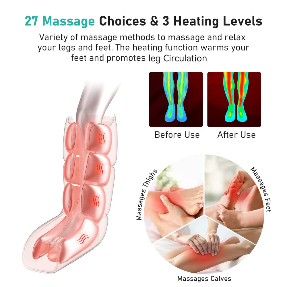 Quinear leg massager zip-on design for quick adjustments.