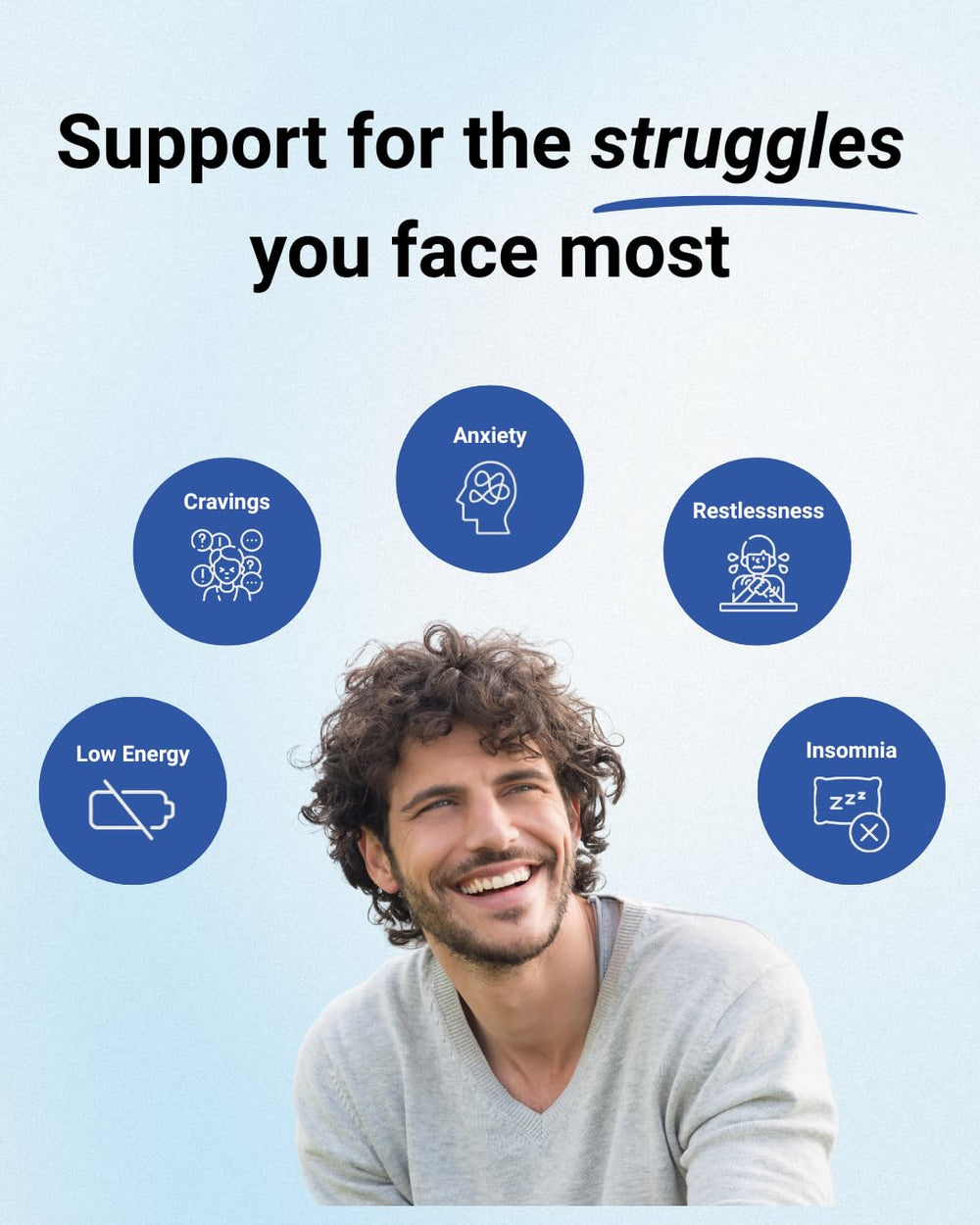 Quit Kit capsules closeup emphasizing easy-to-take pills for calm focus.
