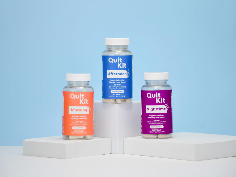 Quit Kit daily system pills arranged for consistent dosing during recovery.
