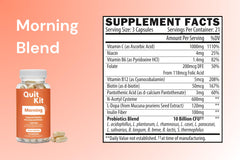 Quit Kit evening sleep aid capsules laid out for a relaxed night routine.