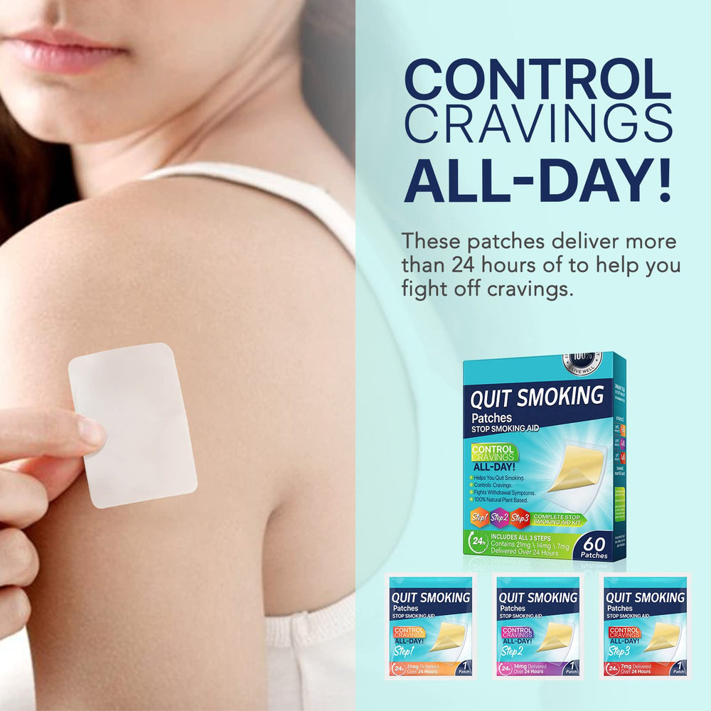 Quit Smoking Patches applying on skin for 24-hour support.