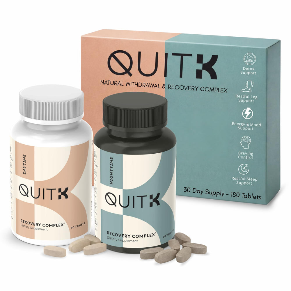 QuitK Recovery Daytime Tablets provide steady energy for daytime routines.
