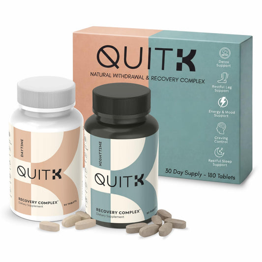 QuitK Recovery Daytime Tablets provide steady energy for daytime routines.