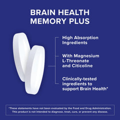 Qunol Brain Health Memory Plus label detail highlighting Magtein and Cognizin ingredients.