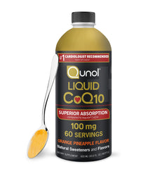 Qunol liquid CoQ10 bottle front showing 100 mg for daily energy support