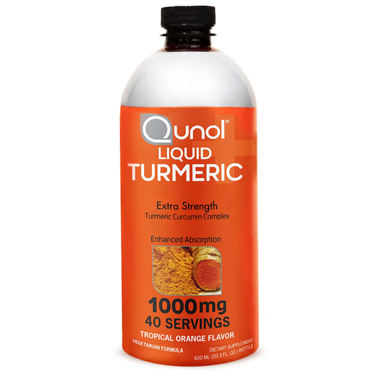 Qunol Liquid Turmeric bottle with 1000 mg curcumin and black pepper for absorption.