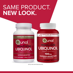 Closeup of Qunol Mega Ubiquinol CoQ10 softgels emphasizing capsule form