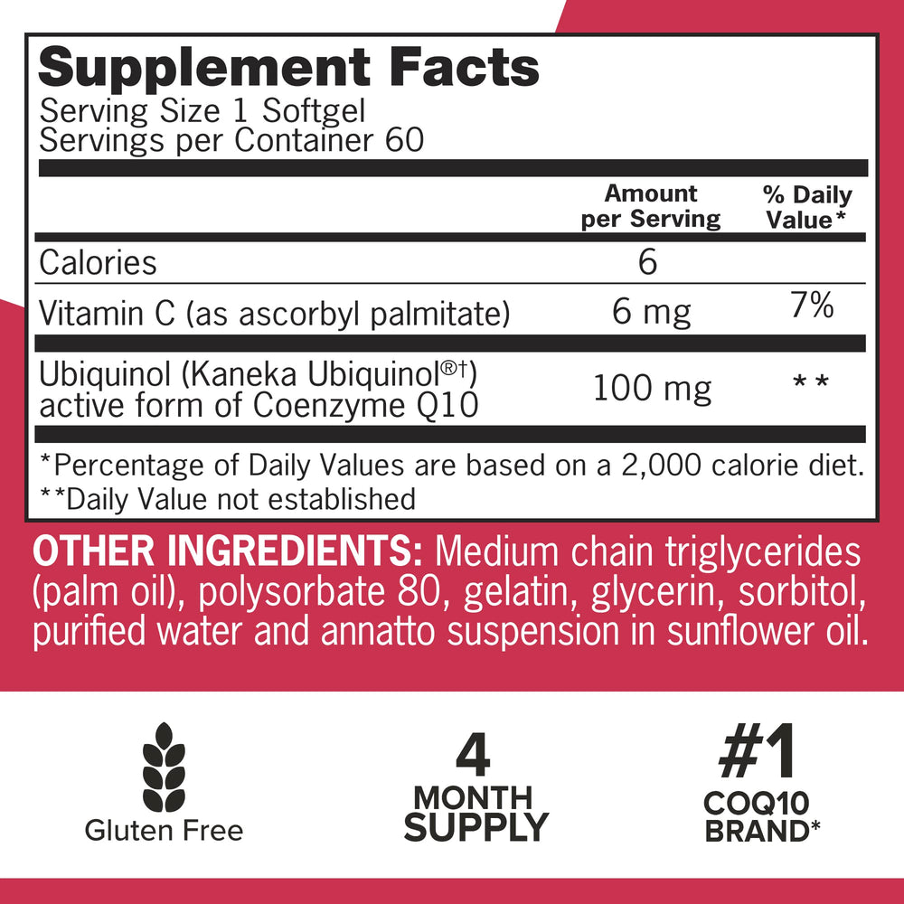 Qunol Mega Ubiquinol CoQ10 softgels front view for easy daily use