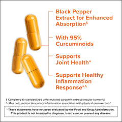 Qunol Turmeric capsules closeup for convenient daily use in a vegetarian capsule