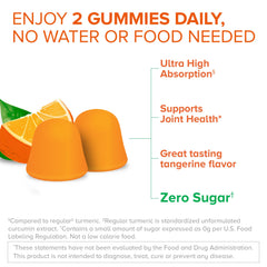 Qunol Zero Sugar Turmeric Gummies bottle side view highlights sugar-free option.