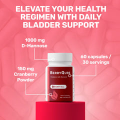BerryQure cranberries and powder note highlight natural cranberry ingredients.