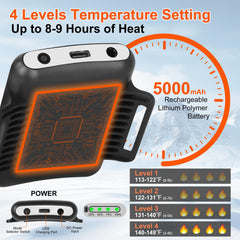 Quunoot four-level heat control adapts warmth for outdoor activities.
