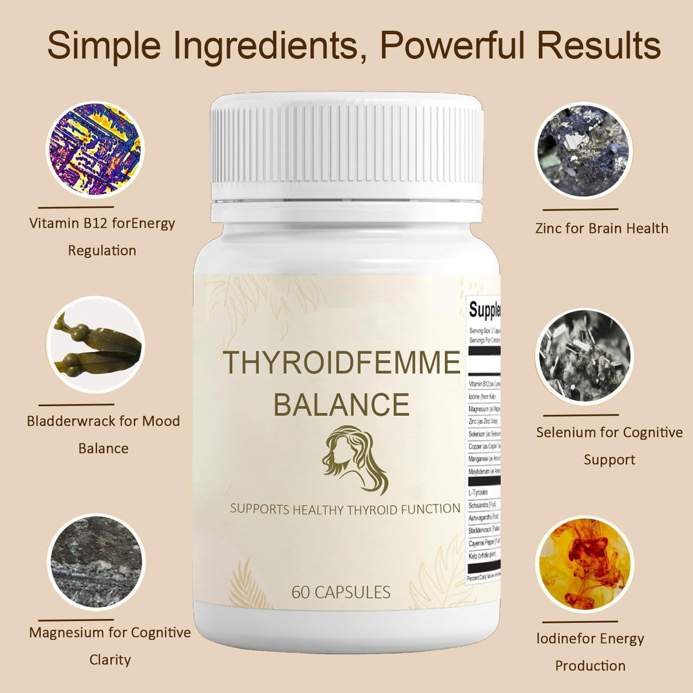 QUZOYU Thyroidfemme Balance bottle on bedside for daily routine