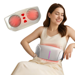 QXC dual kneading massager front view shows portable heat relief for on-the-go use