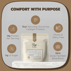 Rae Basics bone broth protein pour into a mug for hot chocolate.