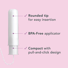 Smooth BPA-free applicator enabling comfortable insertion for Rael tampons