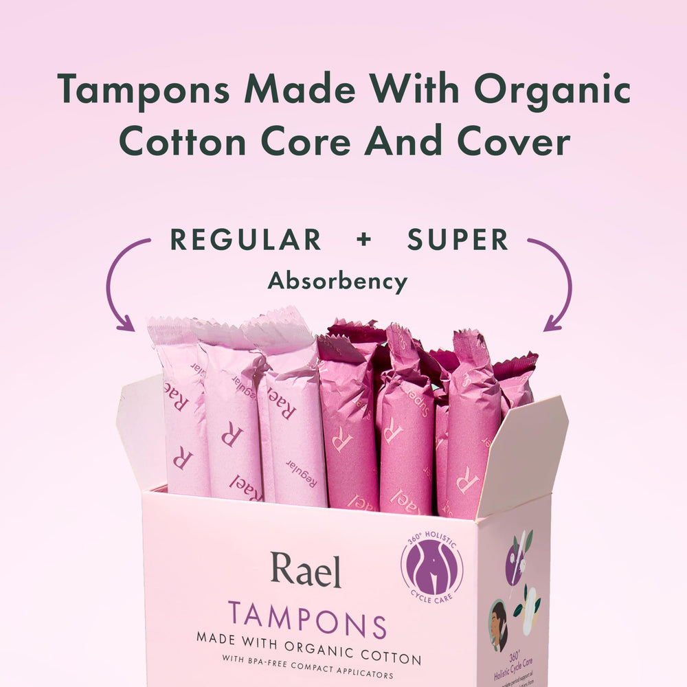 Rael tampons wrapped in a sustainable paper wrapper for eco-friendly packaging