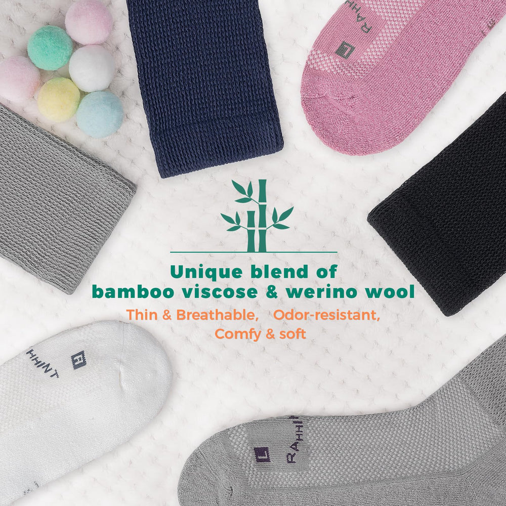 Rahhint Pro bamboo viscose-merino blend fabric keeps feet cool and comfortable.