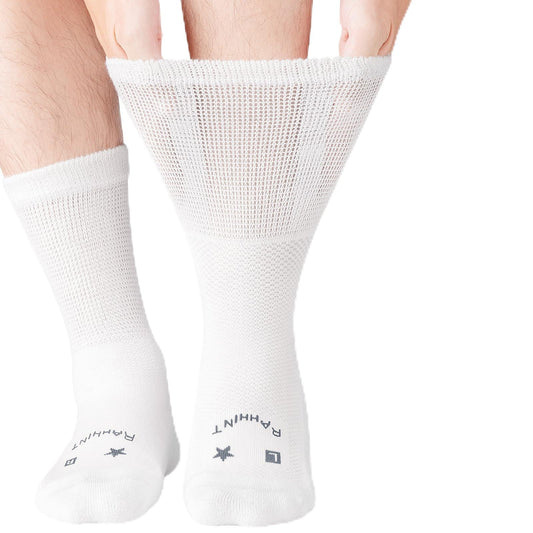 Rahhint Pro extra wide diabetic socks close-up knit highlighting breathable merino wool comfort.