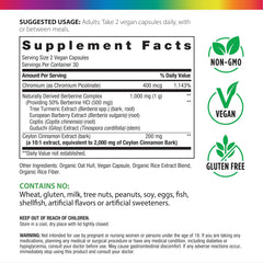 Rainbow Light berberine capsules showing plant-based formula.