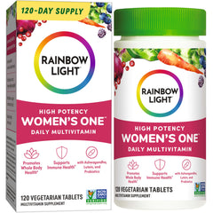 Rainbow Light Women's One powder tub for daily wellness.