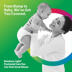 Rainbow Light Postnatal Multivitamin packaging label clearly presents nutrition blend.