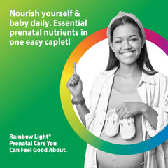 Rainbow Light Prenatal One capsules visible for daily prenatal nutrition.