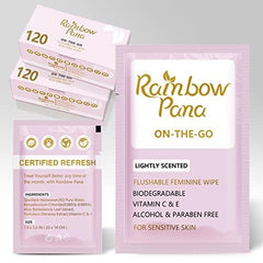 RainbowPana Feminine Wipes individually wrapped for on-the-go refreshing