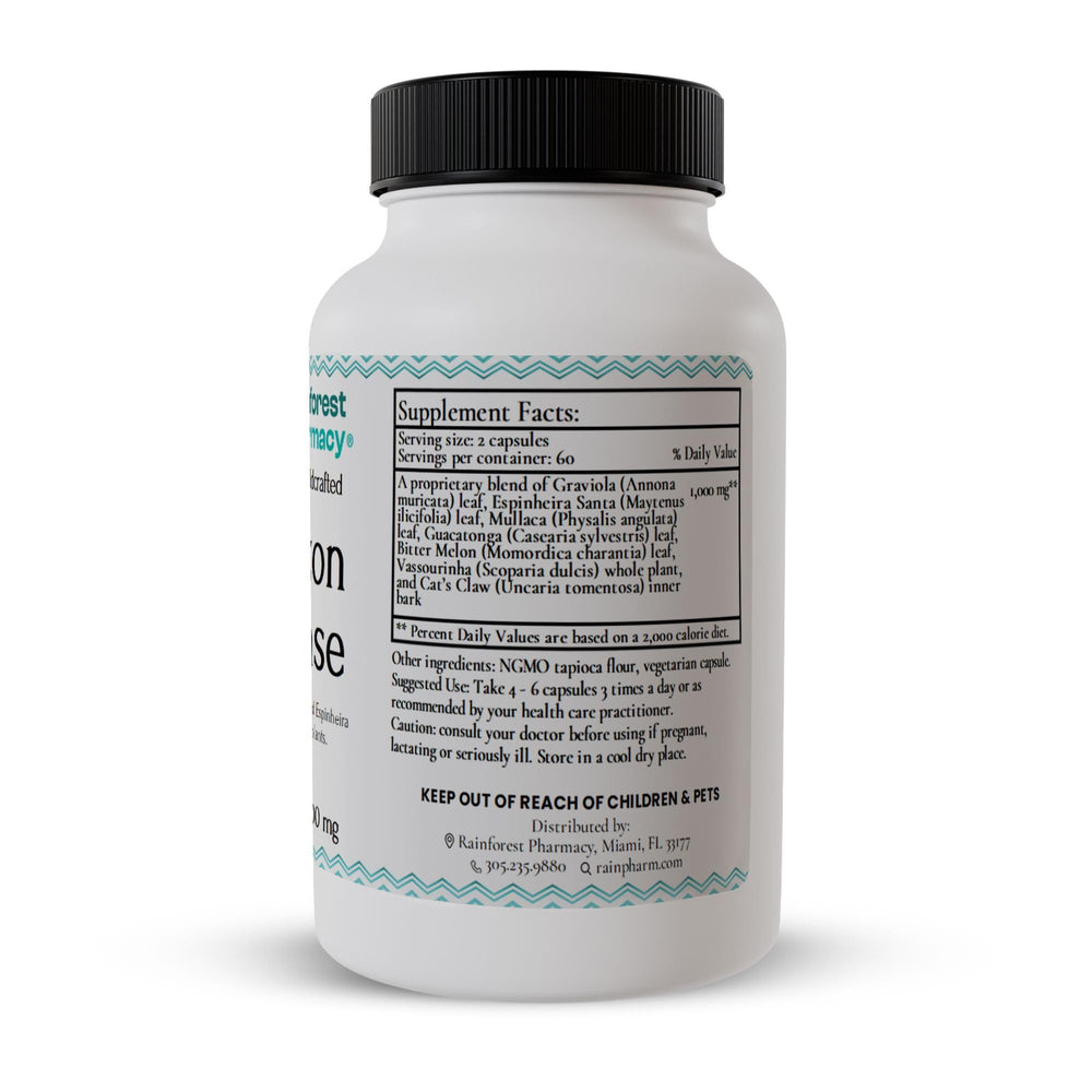 Rainforest Pharmacy packaging highlights sustainable sourcing and pure ingredients.