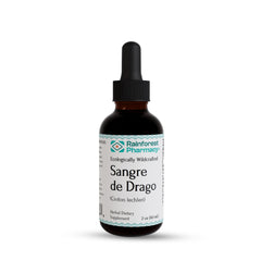 Rainforest Pharmacy Sangre de Drago bottle with dropper for precise dosing used in daily skin and digestive routines.
