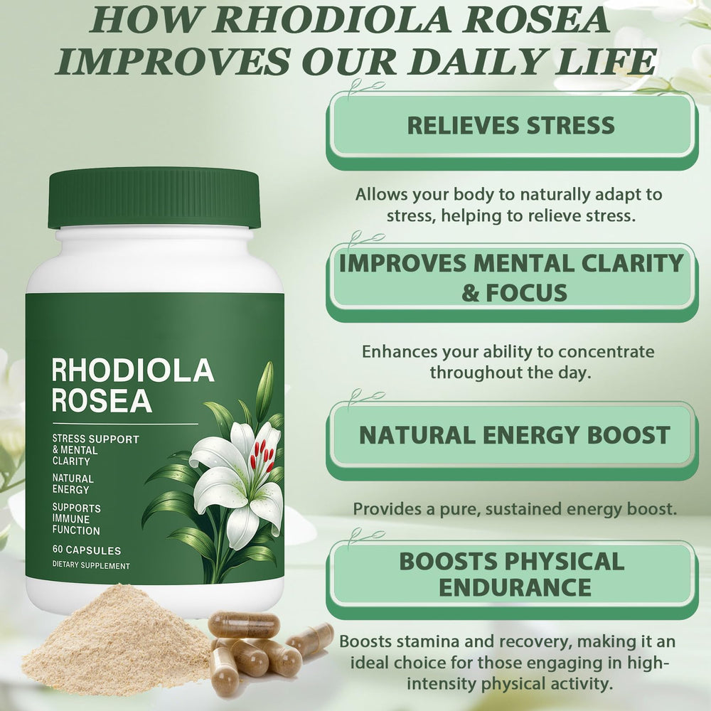 Raipult Floraviva Rhodiola capsules closeup highlights refined tablet texture for purity.